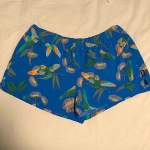 Patagonia Barely Baggies 2.5” inseam shorts - blue parrot pattern